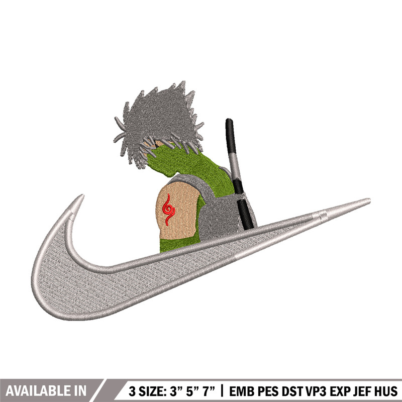 Kakashi Hatake Nike embroidery design, Naruto embroidery, nike design, anime design, anime shirt, Digital download.jpg