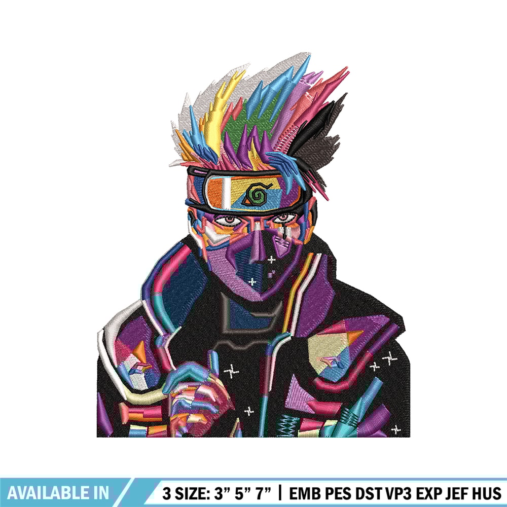 Kakashi color embroidery design, Naruto embroidery, logo design, Embroidery shirt, anime shirt, Instant download.jpg