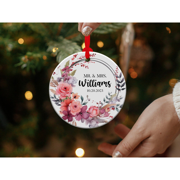 Mr and Mrs Christmas Ornament, First Christmas Married Ornament, Newlywed Couples Gift Keepsake, (OR-85) - 4.jpg