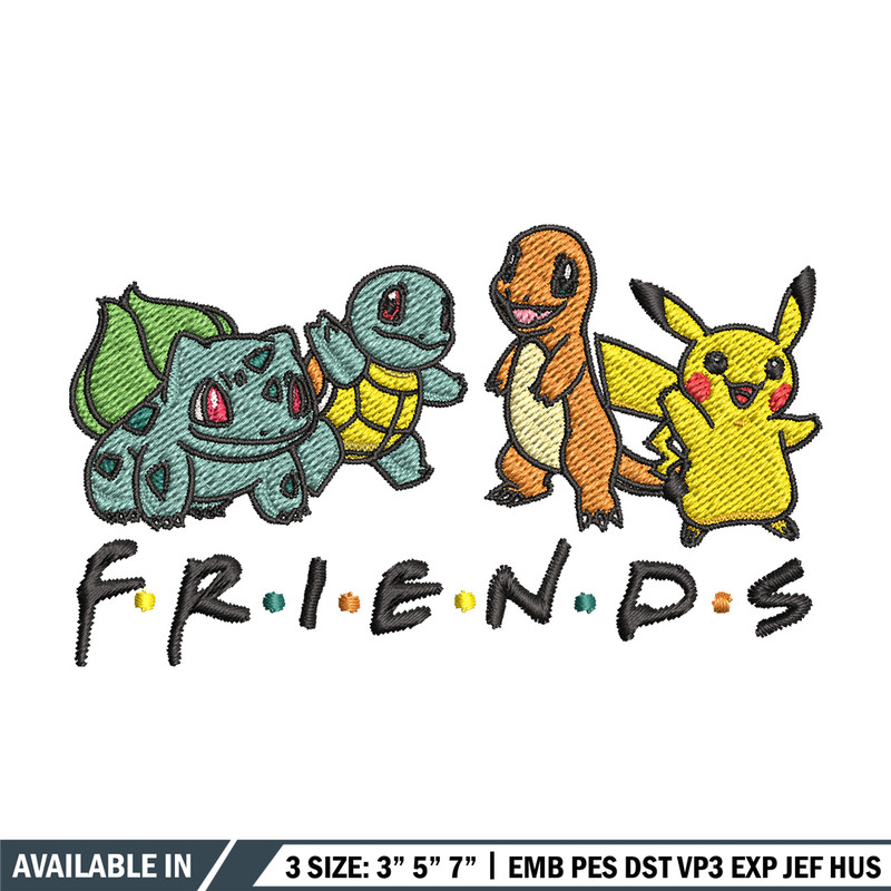 Pikachu friends embroidery design, Pokemon embroidery, Anime design, Embroidery file, Digital download, Embroidery shirt.jpg