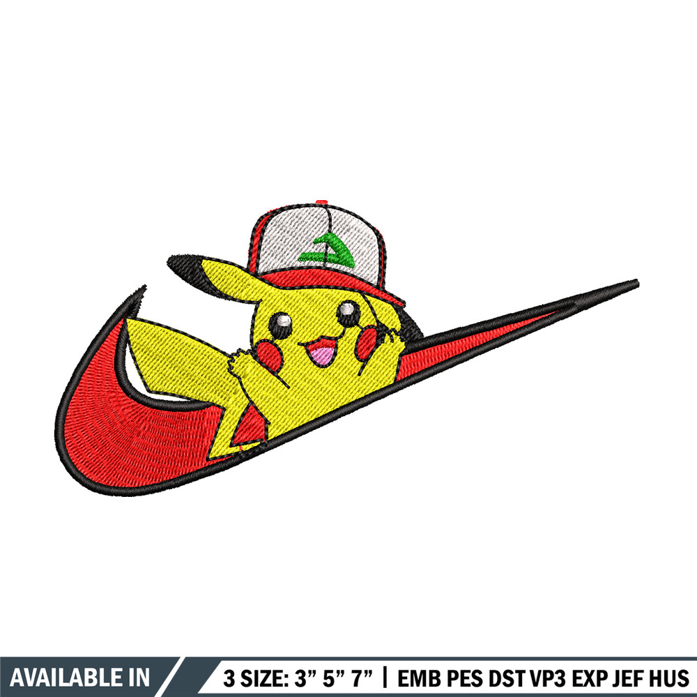 Pikachu Nike embroidery design, Pokemon embroidery, embroidery file, anime design, anime shirt, Digital download.jpg