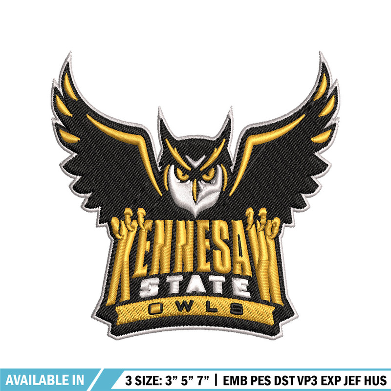 Kennesaw State Owls embroidery design, Kennesaw State Owls embroidery, logo Sport, Sport embroidery, NCAA embroidery.jpg