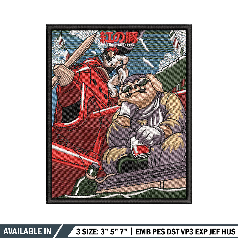 Porco Rosso embroidery design, Ghibli embroidery, Anime design, Embroidery shirt, Embroidery file, Digital download.jpg