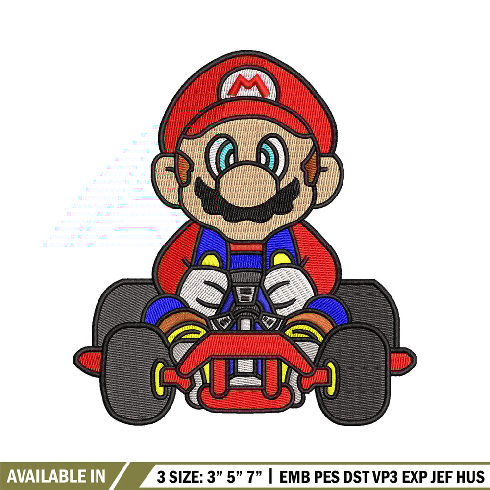 Mario car embroidery design, Mario embroidery, Embroidery file, Embroidery shirt, Emb design, Digital download.jpg