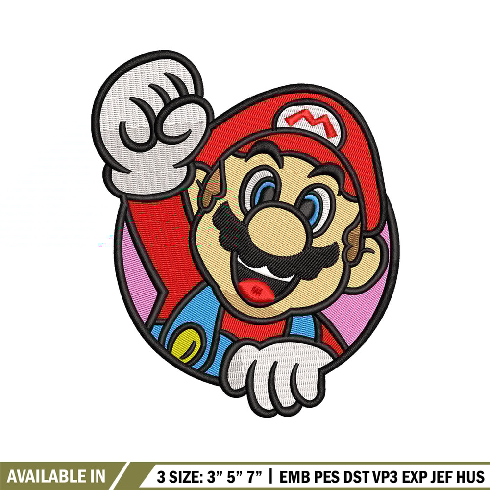 Mario circle embroidery design, Mario embroidery, Embroidery file, Embroidery shirt, Emb design,Digital download.jpg