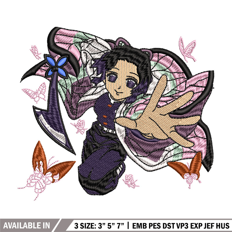 Kochou Shinobu embroidery design, Kimetsu no Yaiba embroidery, logo design, anime design, anime shirt, Digital download.jpg