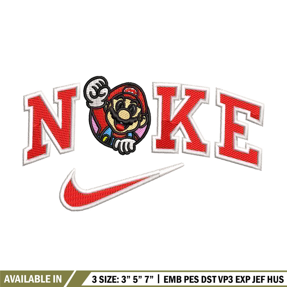 Mario swoosh embroidery design, Mario embroidery, Embroidery file, Embroidery shirt, Nike design,Digital download.jpg