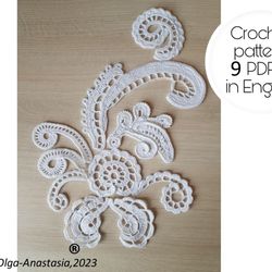 9 crochet pattern , crochet  tutorial , diy crochet , crochet pattern , irish lace motifs pattern , Home Decor .