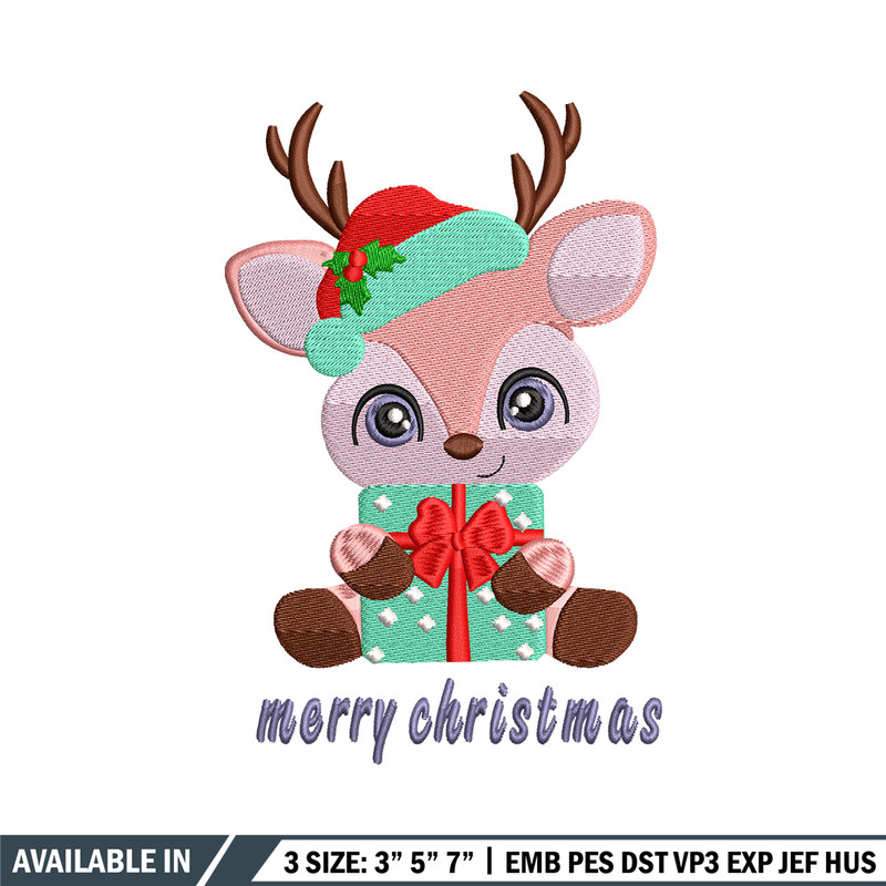 Reindeer chibi embroidery design, Chrismas embroidery, Embroidery file, Embroidery shirt, Emb design,Digital download.jpg