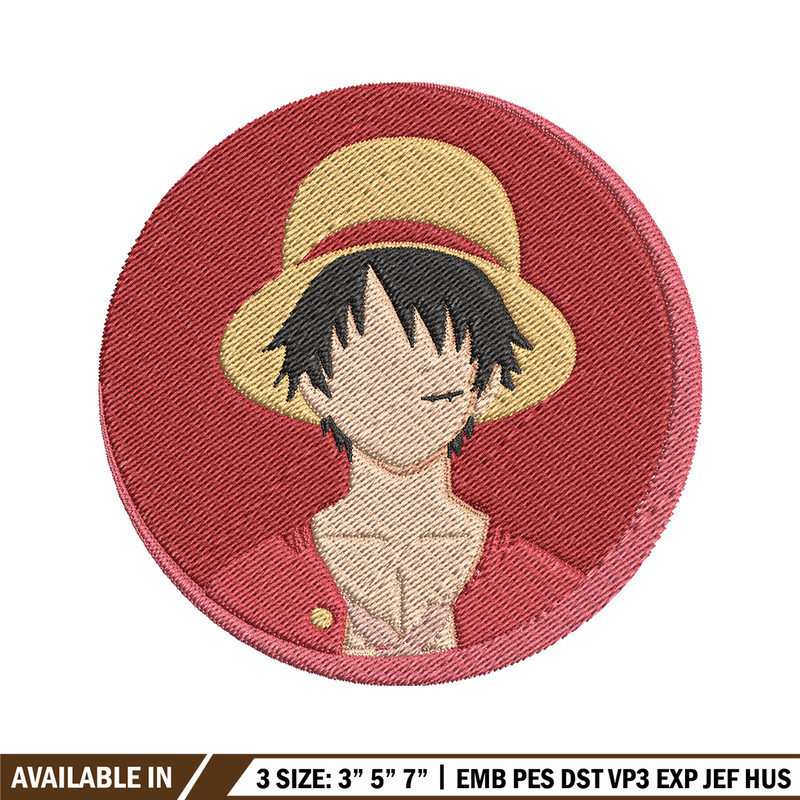 Luffy circle embroidery design, One piece embroidery, Anime design, Embroidery file, Embroidery shirt, Digital download.jpg