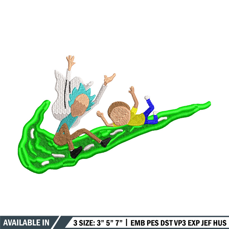 Rick and Morty Nike embroidery design, cartoon embroidery, Nike design, cartoon design, cartoon shirt, Digital download.jpg