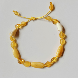 natural amber bracelet beaded bracelet minimalist gemstone jewelry yellow stone bracelet cord adjustable baltic amber