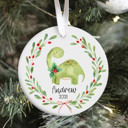 Baby First Christmas, Personalized Dinosaur Christmas Ornament