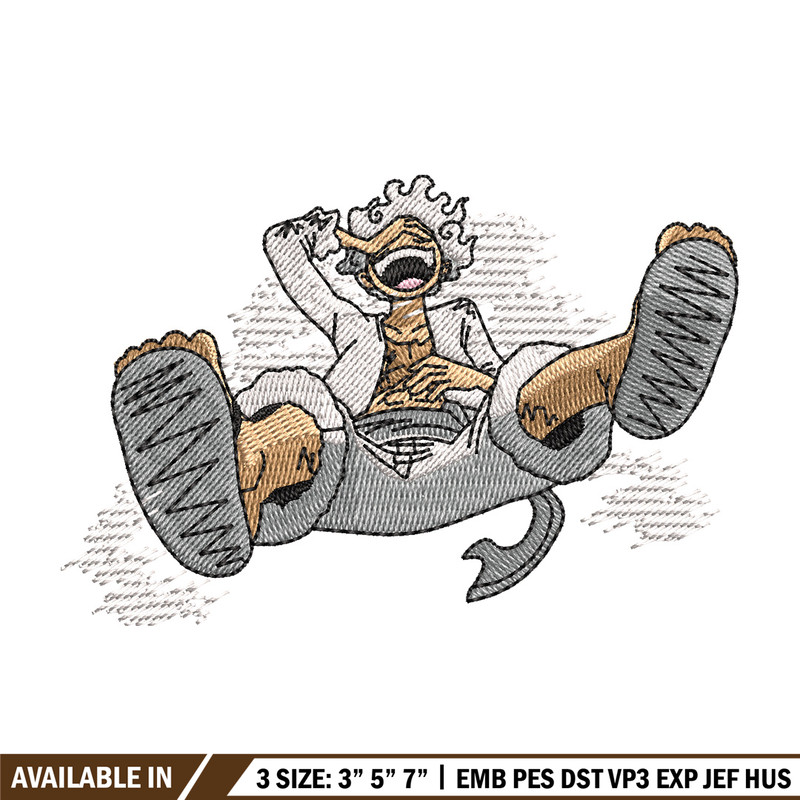 Luffy gear 5 embroidery design, One piece embroidery, Anime design, Embroidery shirt, Embroidery file, Digital download.jpg