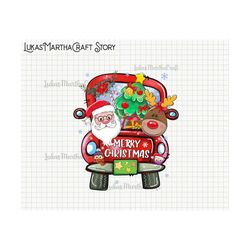 merry christmas trees truck png, retro christmas png, christmas family matching, red truck png, christmas gift, christma