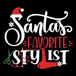 santa's favorite stylist svg, hairdresser christmas svg, hair stylist winter shirt elf design cut file, instant download