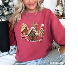 gingerbread sweatshirt, christmas sweatshirt, christmas crewneck, christmas sweater, gingerbread house shirt, xmas, wome