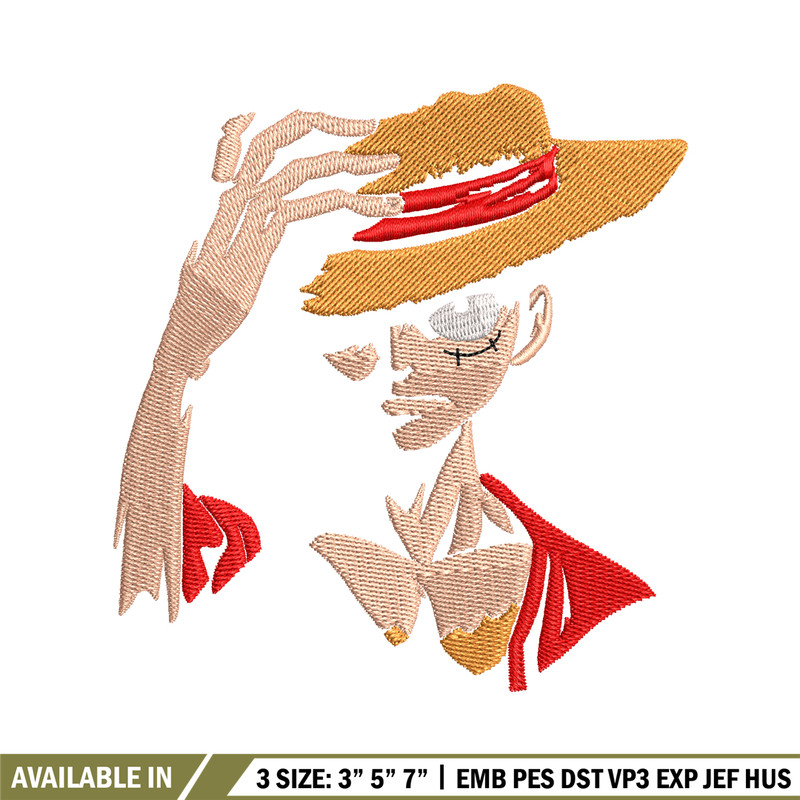 Monkey D. Luffy embroidery design, One Piece embroidery,  embroidery file, anime design, anime shirt, Digital download.jpg