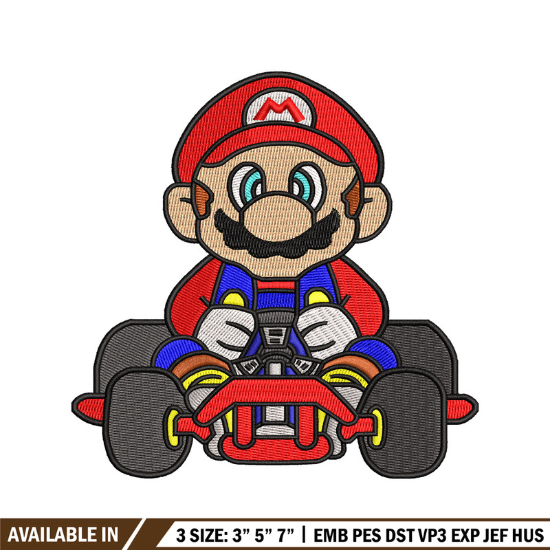 Mario car embroidery design, Super Mario bros embroidery, game design, logo design, game shirt, Digital download..jpg