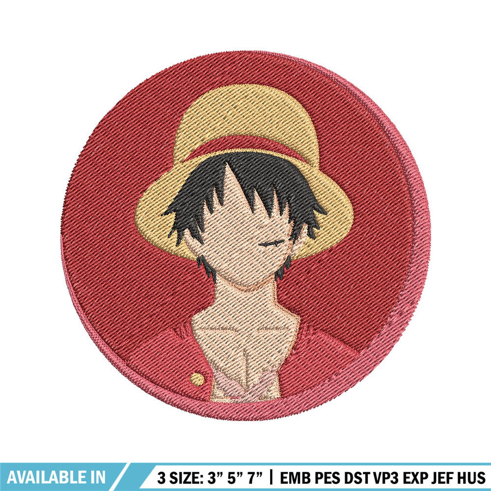 Luffy circle embroidery design, One piece embroidery, Anime design, Embroidery file, Embroidery shirt, Digital download.jpg