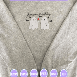Cute Ghost Couple Embroidery Design, Customized Halloween Embroidery Machine Design, Custom Embroidery, Embroidery Files