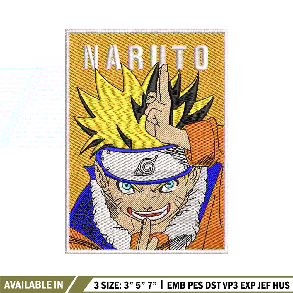 Naruto poster embroidery design, Naruto embroidery, embroidery file, anime design, anime shirt, Digital download.jpg