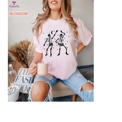 skeleton dancing halloween tshirt, skeleton dance shirt, dancing skeletons shirt, funny skeleton tees comfort colors shi