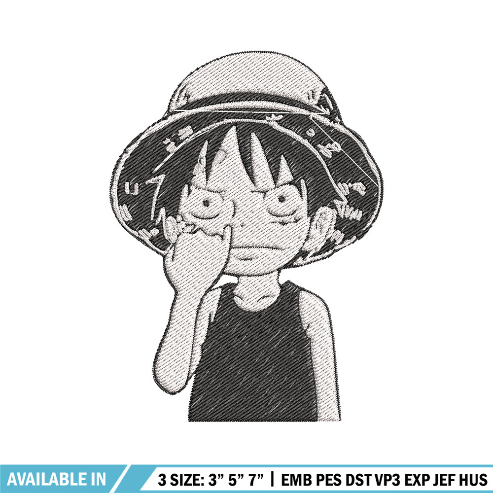 Luffy nose embroidery design, One piece embroidery, Anime design, Embroidery file, Embroidery shirt, Digital download.jpg