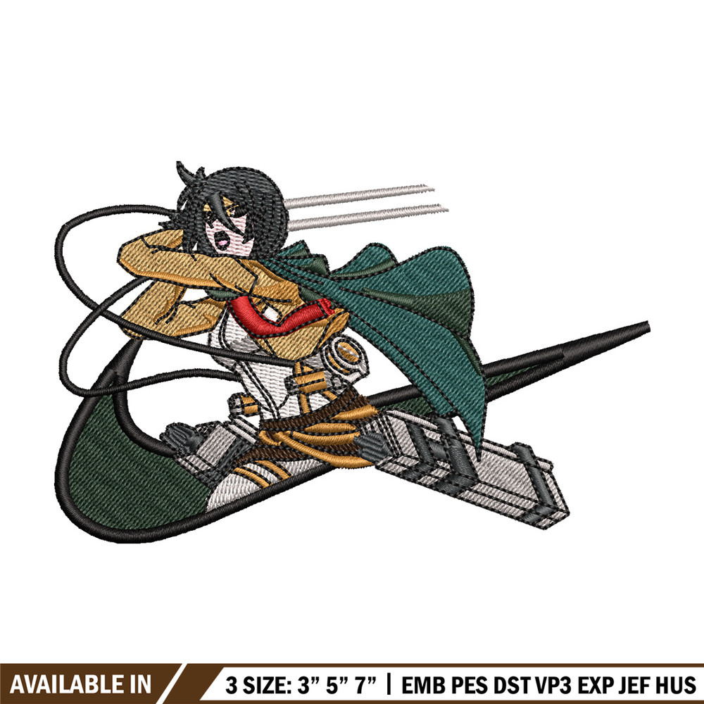 Mikasa swoosh embroidery design, Aot embroidery, Nike design, Embroidery shirt, Embroidery file, Digital download.jpg