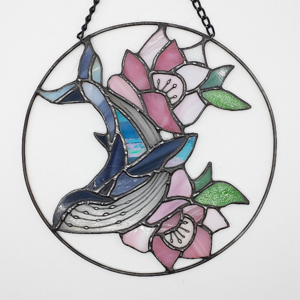 Stained Glass Whale Ornament Stained Glass Window Hanging Stained Glass Whale Suncatcher Stained Glass Moon Flower 2