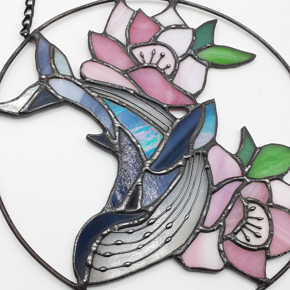 Stained Glass Whale Ornament Stained Glass Window Hanging Stained Glass Whale Suncatcher Stained Glass Moon Flower 3