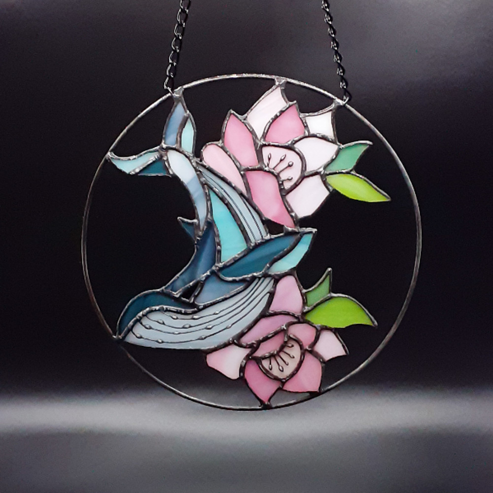 Stained Glass Whale Ornament Stained Glass Window Hanging Stained Glass Whale Suncatcher Stained Glass Moon Flower 5