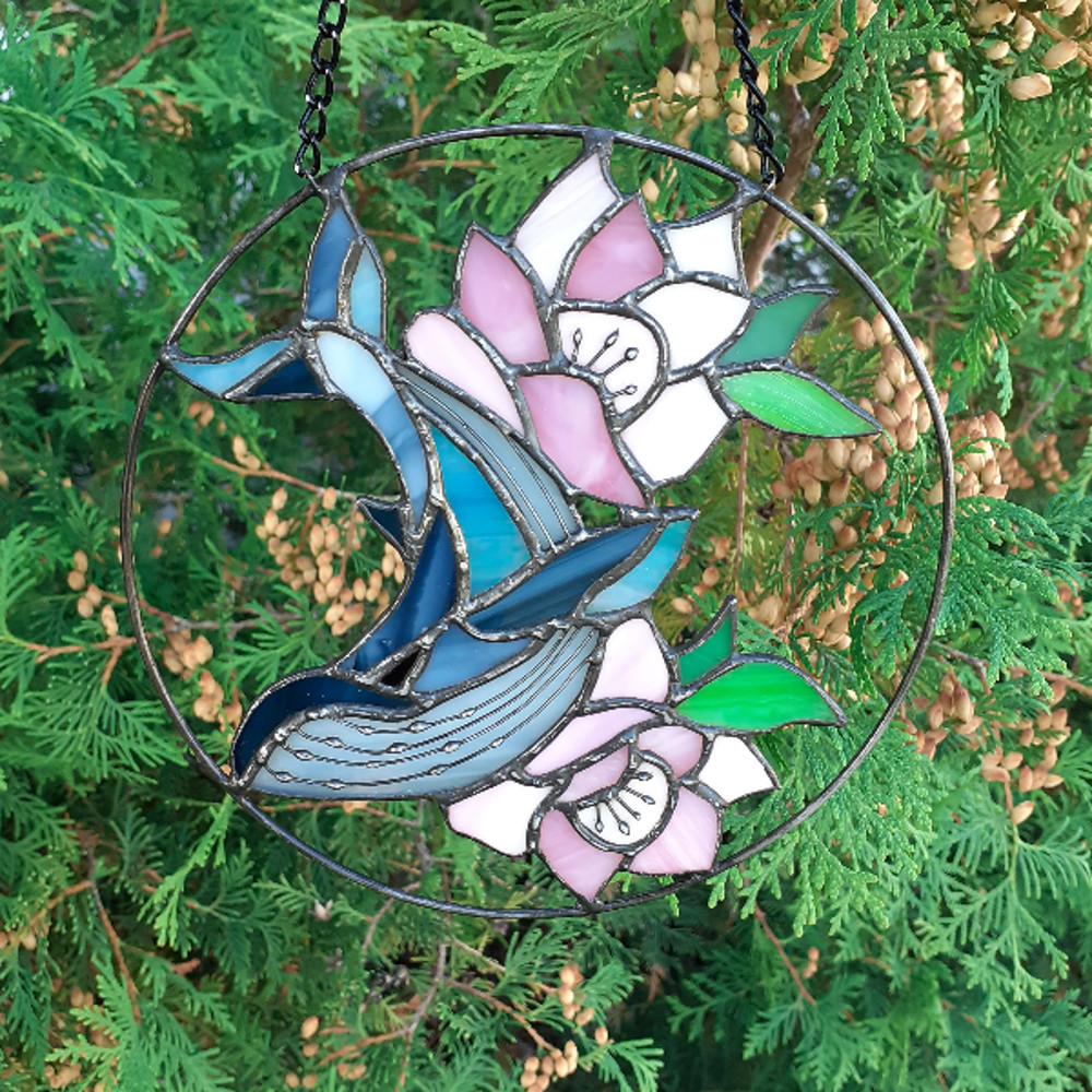 Stained Glass Whale Ornament Stained Glass Window Hanging Stained Glass Whale Suncatcher Stained Glass Moon Flower 7