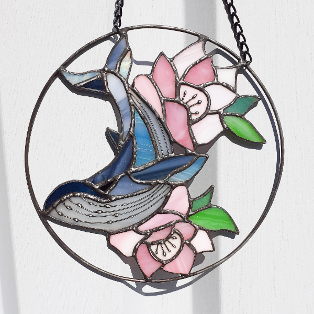 Stained Glass Whale Ornament Stained Glass Window Hanging Stained Glass Whale Suncatcher Stained Glass Moon Flower 8