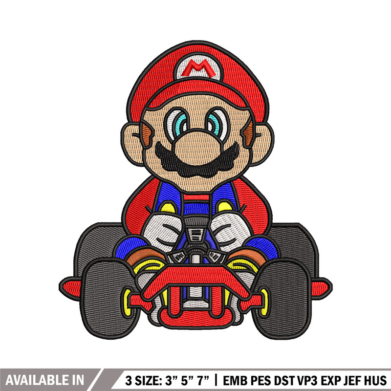 Mario car embroidery design, Mario embroidery, Embroidery file, Embroidery shirt, Emb design, Digital download.jpg