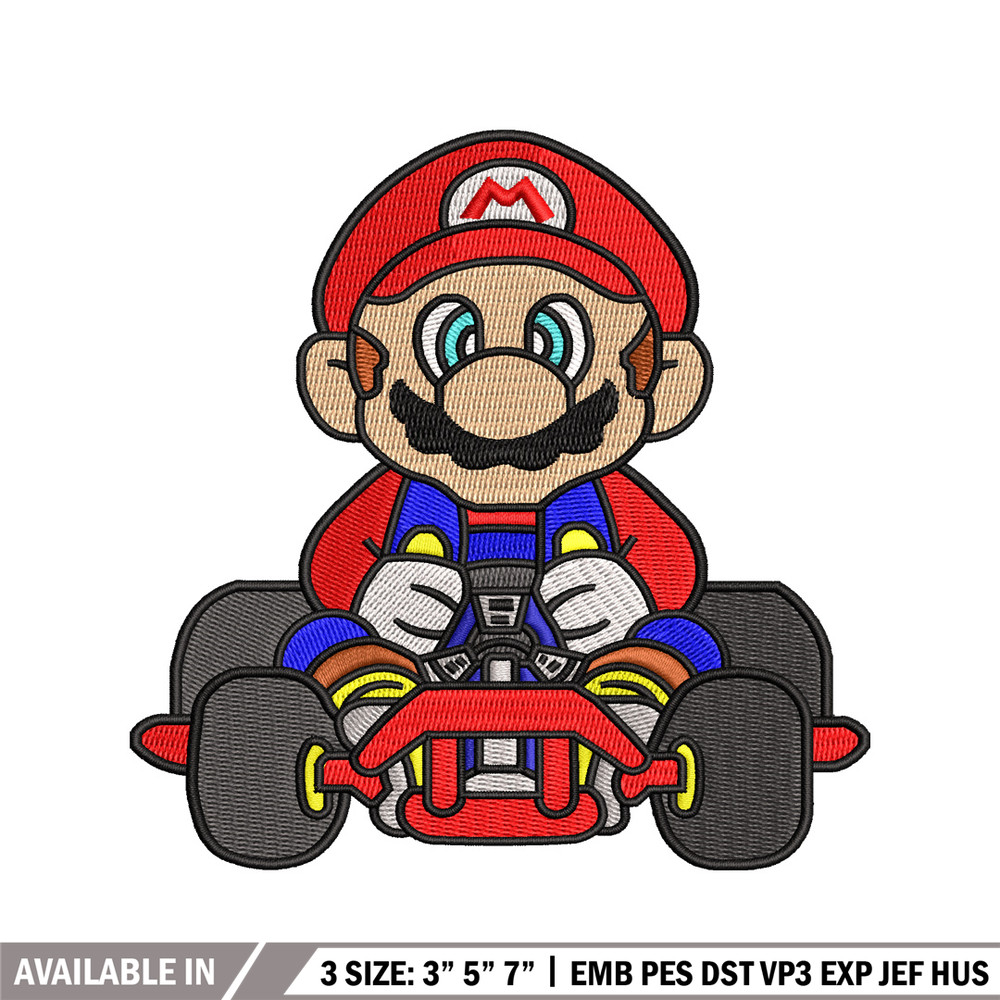Mario car embroidery design, Super Mario bros embroidery, game design, logo design, game shirt, Digital download..jpg
