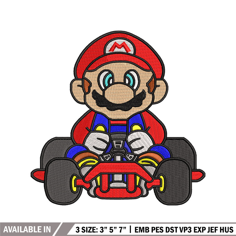 Mario car embroidery design, Super Mario bros embroidery, game design, logo design, game shirt, Digital download..jpg