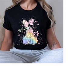 watercolor castle & minnie tee, disney vacation and trip design, family vacation shirt