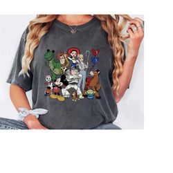 disney pixar vintage mickey toy story retro characters shirt: comfort colors, disneyland park souvenir tee, disney pixar