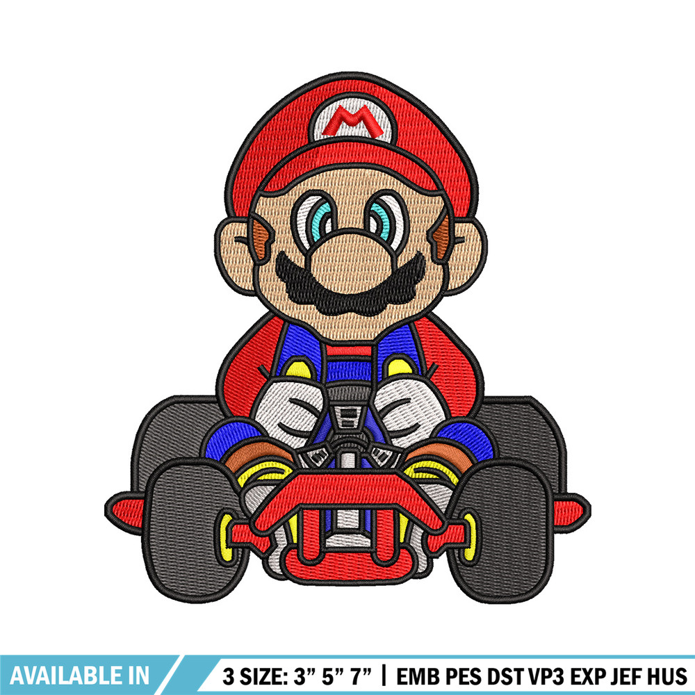 Mario car embroidery design, Mario embroidery, Embroidery file, Embroidery shirt, Emb design, Digital download.jpg