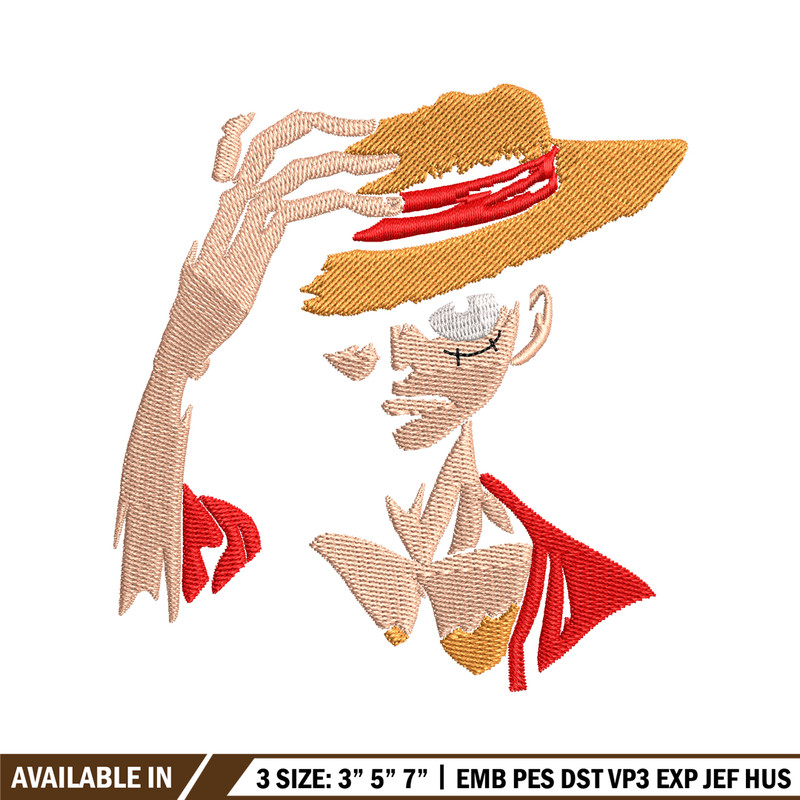 Monkey D. Luffy embroidery design, One Piece embroidery,  embroidery file, anime design, anime shirt, Digital download.jpg