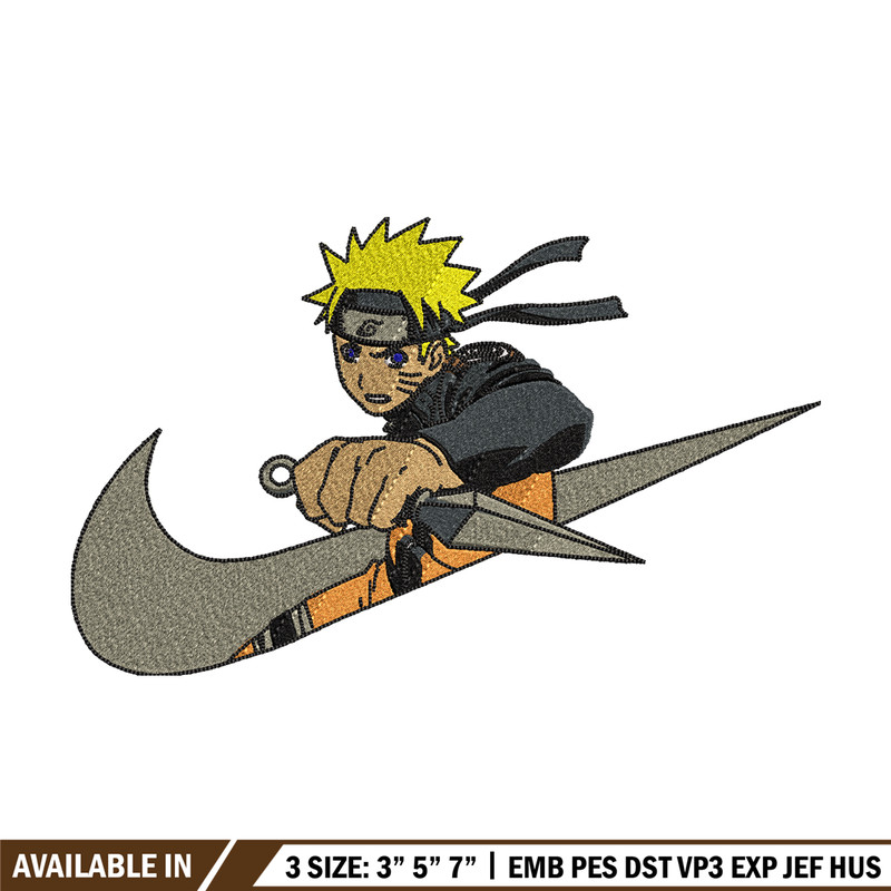 Naruto Kunai Nike Nike embroidery design, Naruto embroidery, Nike design, anime design, anime shirt, Digital download.jpg