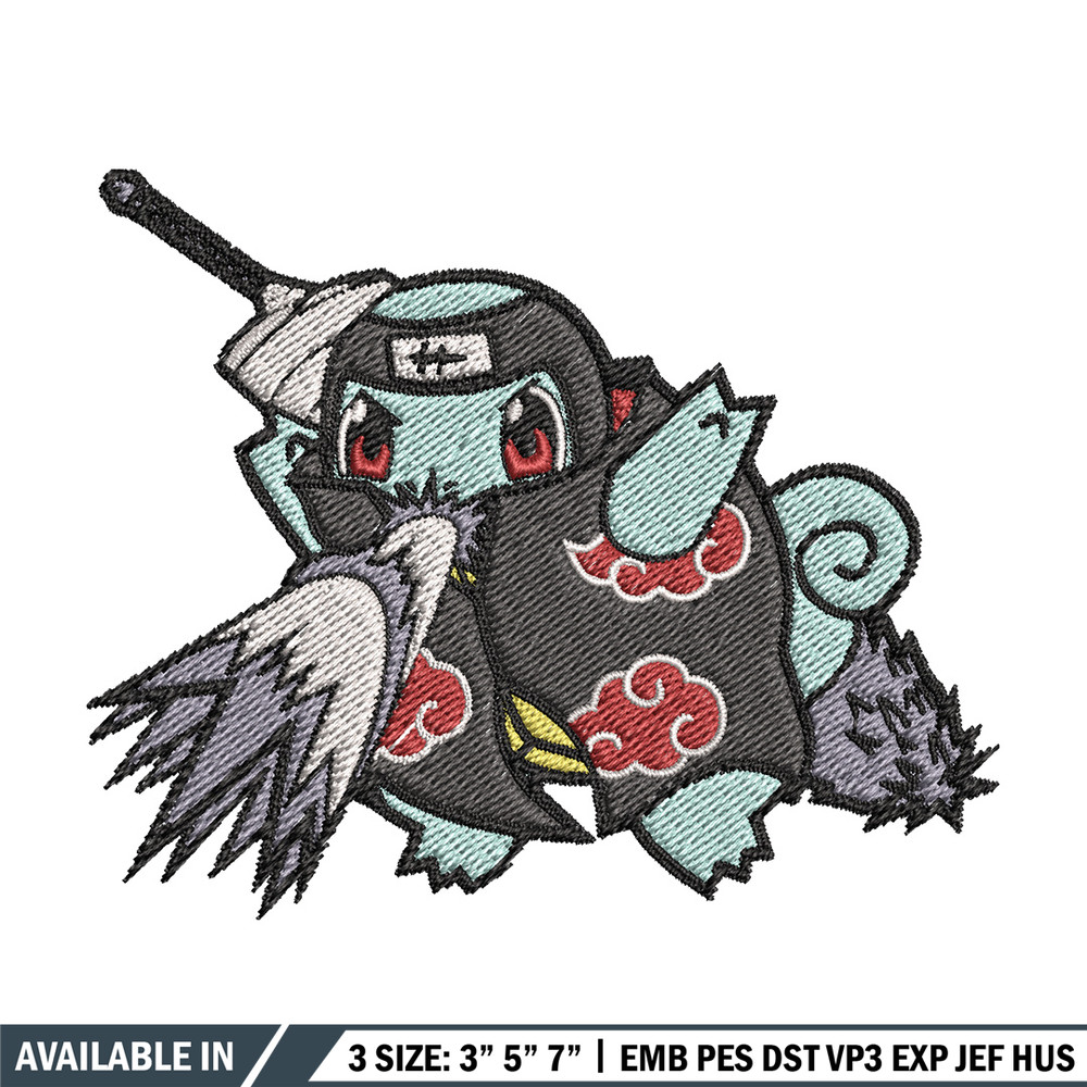 Squirtle kisame embroidery design, Pokemon embroidery, Anime design, Embroidery file, Digital download, Embroidery shirt.jpg