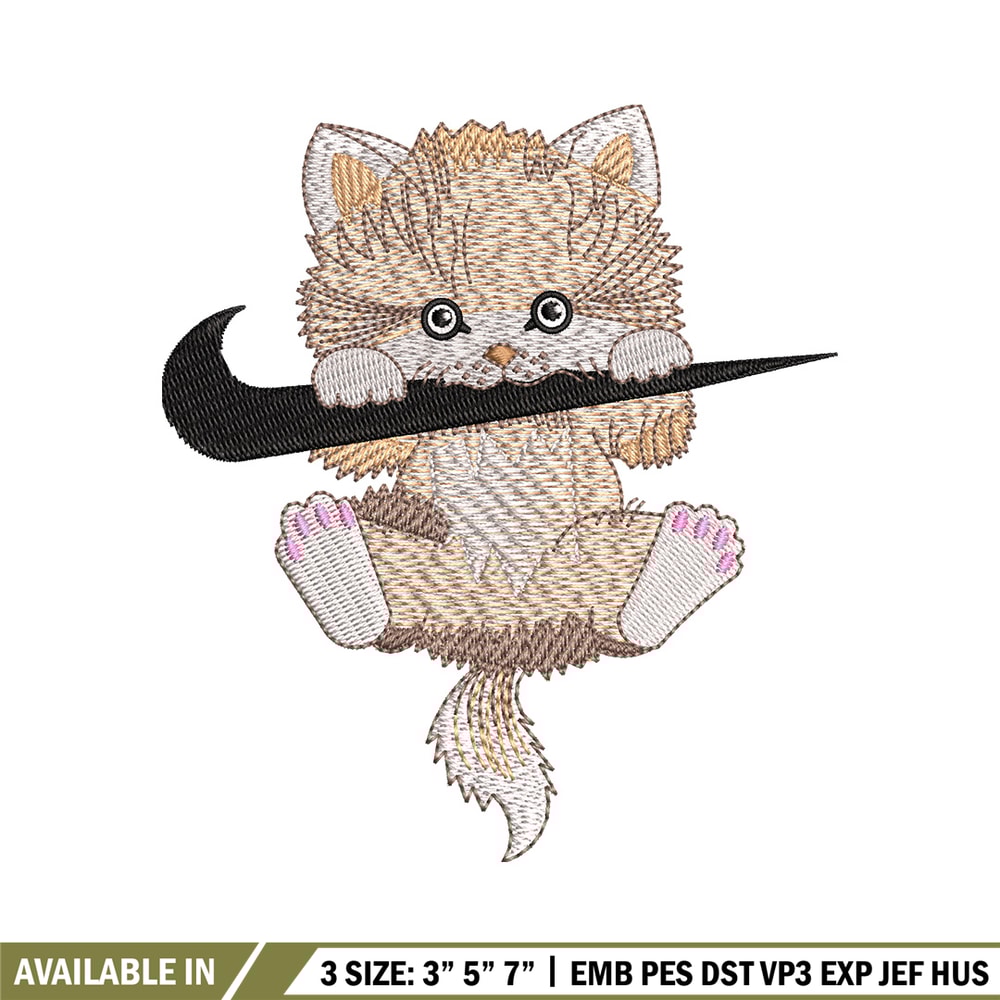 Nike cat cute embroidery design, Cat embroidery, Nike design, Embroidery shirt, Embroidery file, Digital download.jpg
