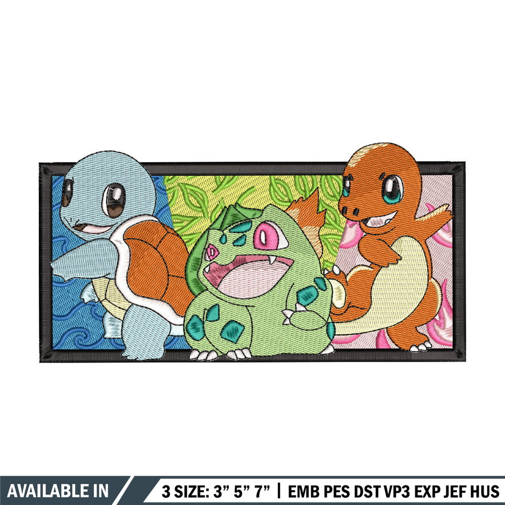 Starter Gen 1 embroidery design, Pokemon embroidery, Anime design, Embroidery shirt, Embroidery file, Digital download.jpg