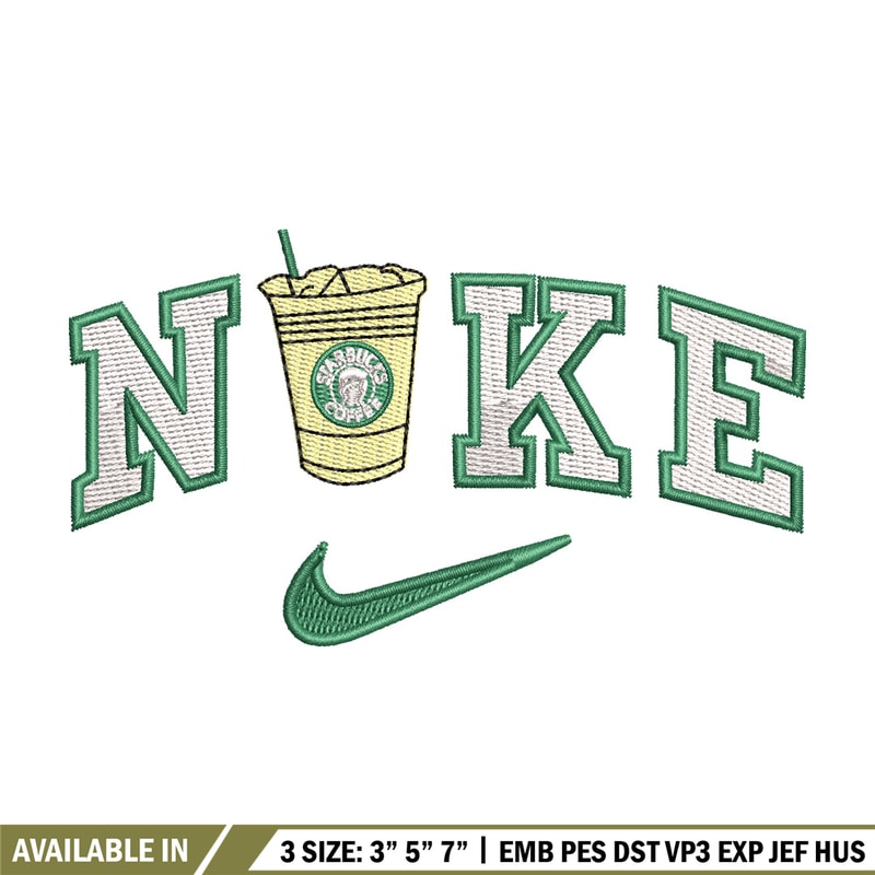 Nike coffee embroidery design, Starbuck embroidery, Nike design, Embroidery shirt, Embroidery file,Digital download.jpg