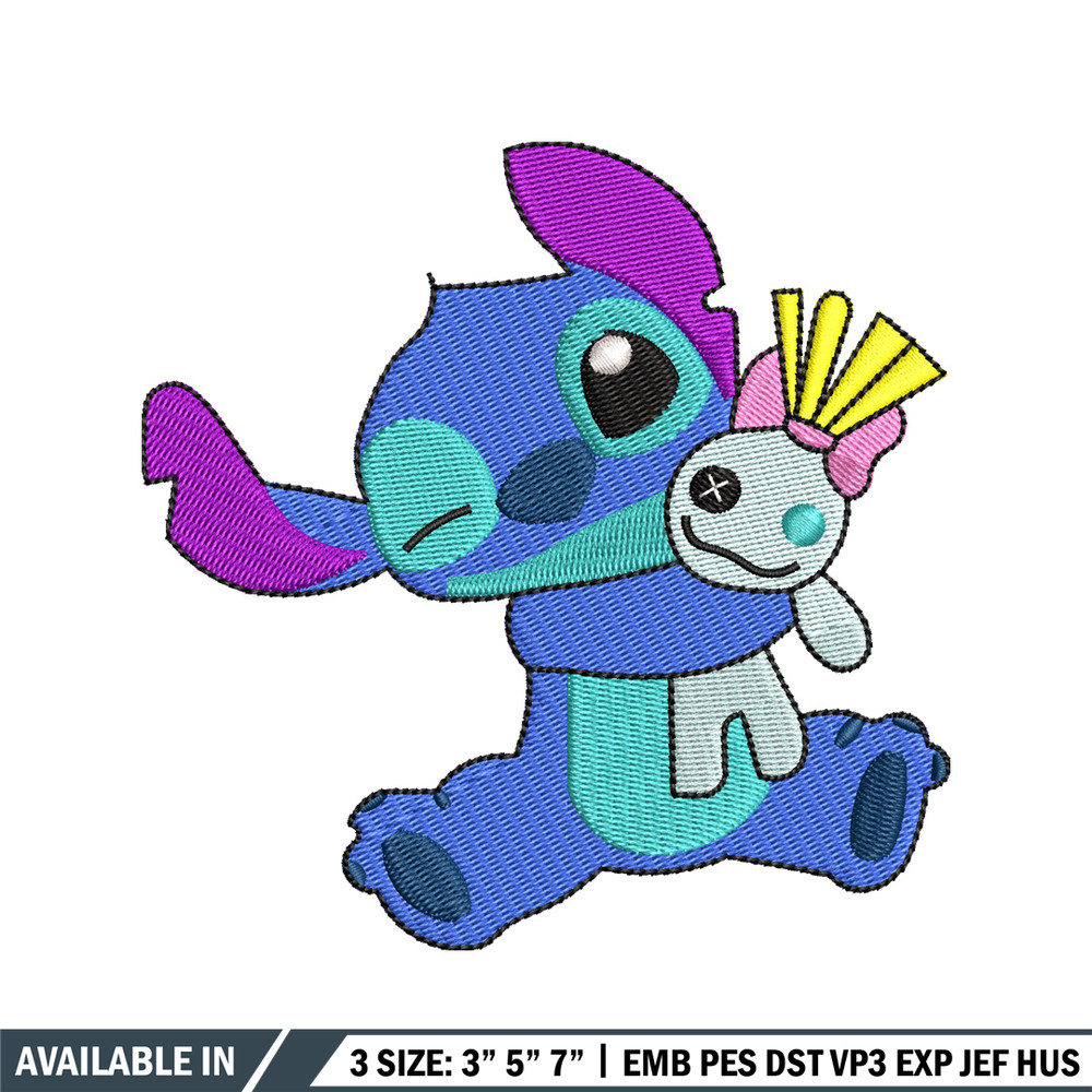 Stitch With Doll embroidery design, Stitch cartoon embroidery, cartoon design, embroidery file, Digital download.jpg