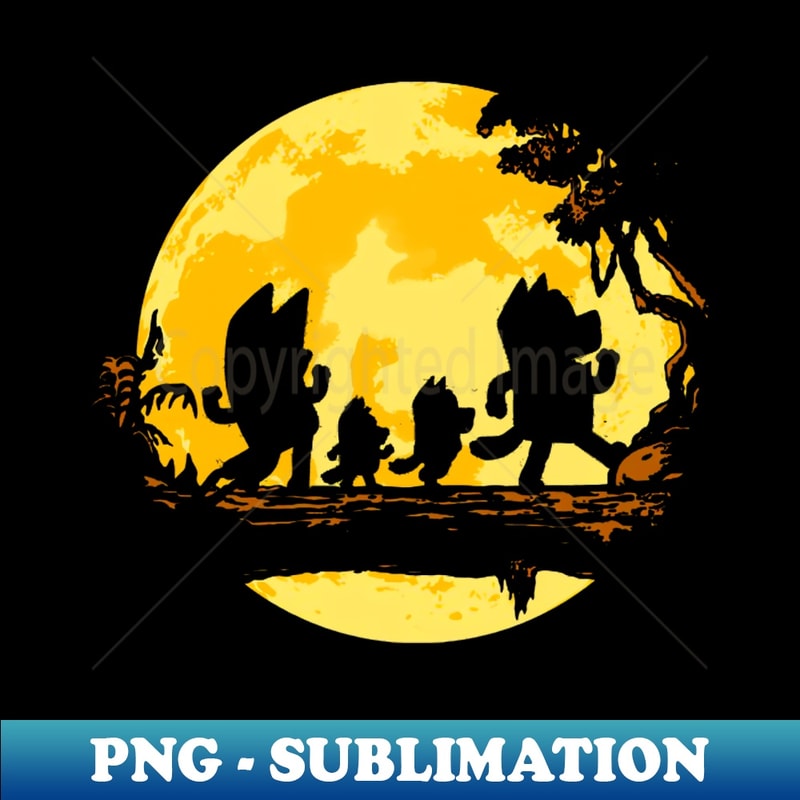 Bluey Walking Under Yellow Moon - PNG Transparent Sublimatio | Inspire ...