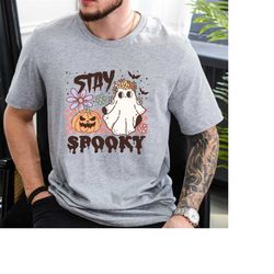 retro floral ghost sweatshirt, spooky season design, women's halloween costume sweater, cute trick or treat top