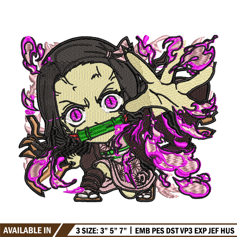 Nezuko demon chibi embroidery design, Kimetsu no Yaiba embroidery, anime design, anime shirt, Digital download.jpg